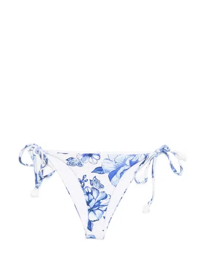 Farm Rio Tie-side Floral Bikini Bottoms In Blue