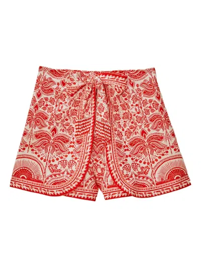 FARM RIO TIE-WAIST FLORAL-PRINT SHORTS