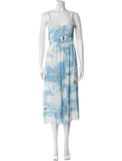 Pre-owned Farm Rio Tie-dye Print Long Dress In Blue