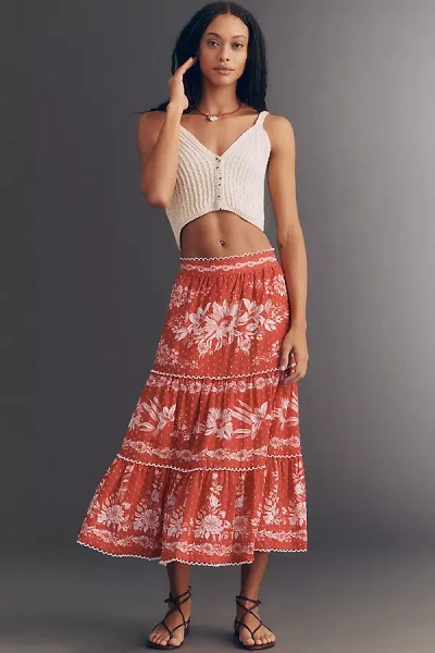 Farm Rio Tiered Floral Maxi Skirt In Multi