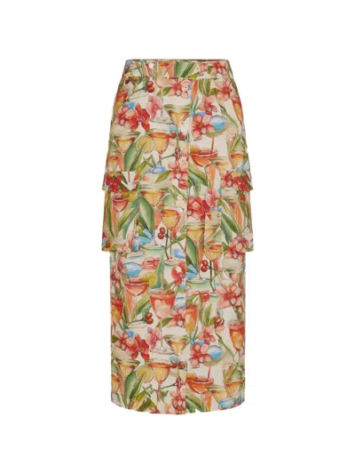 Farm Rio Tiered Floral Skirt In Multi