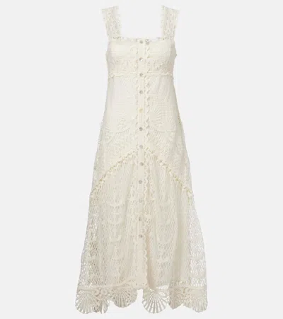 Farm Rio Tiered Guipure Lace Maxi Dress In White