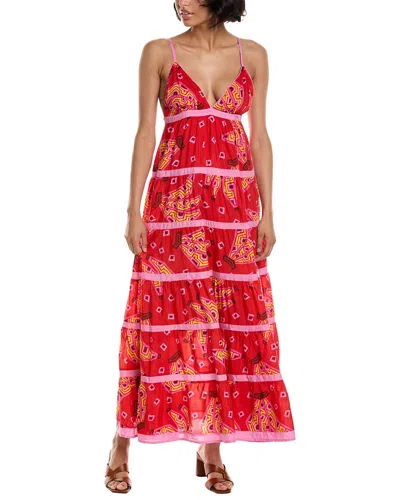 Farm Rio Tiered Maxi Dress In Red