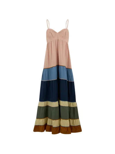 Farm Rio Tiered Gradient Maxi Dress In Multi