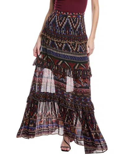 Farm Rio Tiered Maxi Skirt In Black