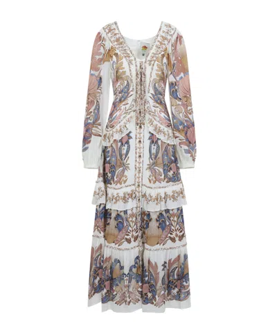 Farm Rio Tiered Ruffled Maxi Dress In White