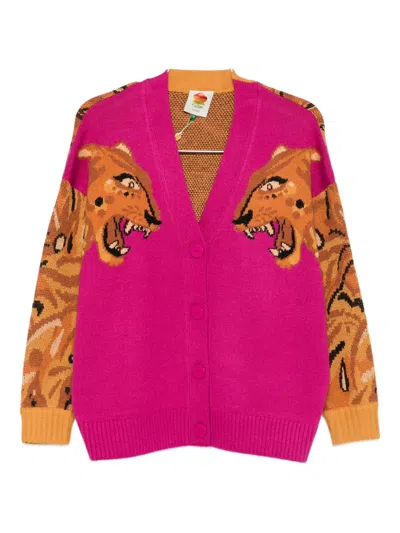 Farm Rio Tiger-motif Cardigan In Pink
