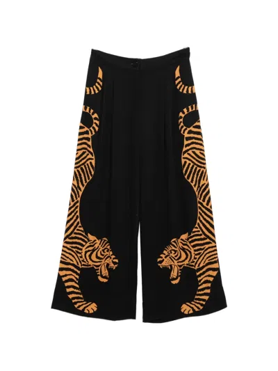 Farm Rio Tiger-print Trousers In Black