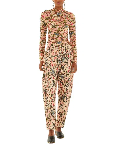 Farm Rio Tiny Flowers Pink Canvas Ballon Pant In Neutral
