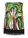 Farm Rio Womens Coconut Tree Flow Flow Fringe Strapless Linen Top
