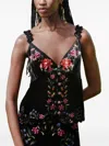 Farm Rio Floral-pattern Straps Top In Black