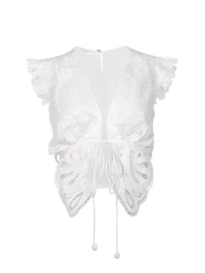 Farm Rio Top  "butterfly" In White