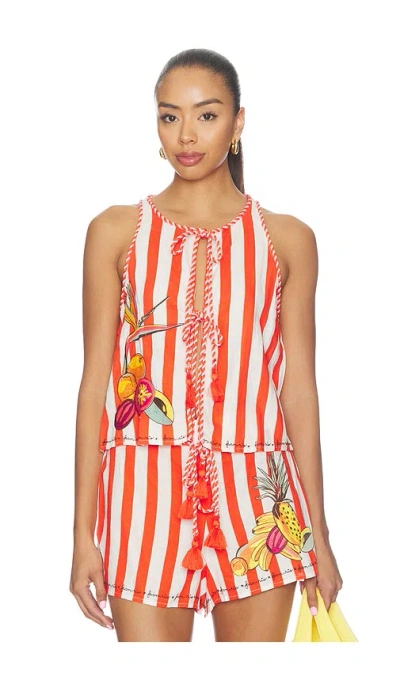 Farm Rio Top With Rope In Orange