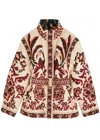 Farm Rio Cream Toucans Scarf Reversible Puffer Jacket In Cream