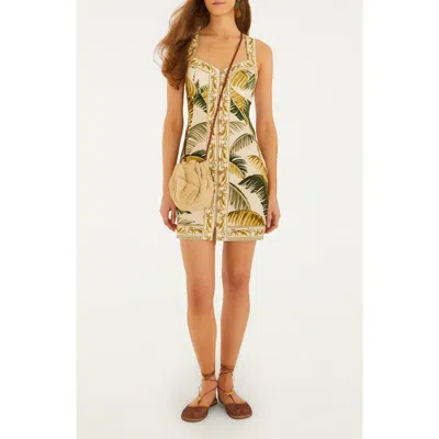 Farm Rio Trancoso Button Front Linen Minidress In Multi