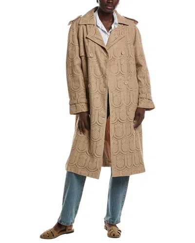 Farm Rio Trench Coat In Brown