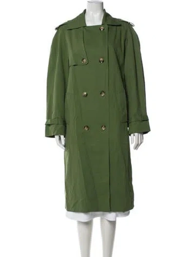 Pre-owned Farm Rio Trench Coat In Green