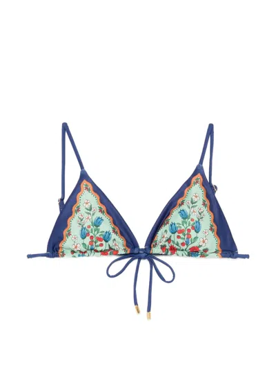 Farm Rio Triangle Bikini Top In Green