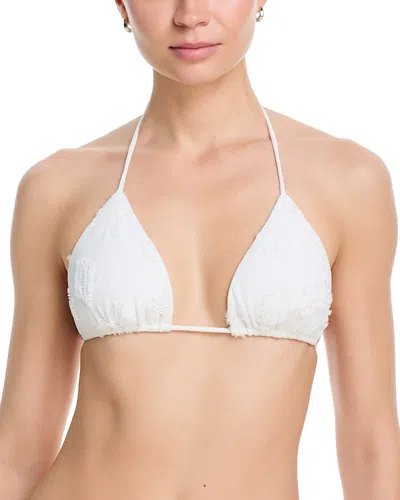 Farm Rio Triangle Bikini Top With Neck Tie In White