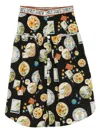 Farm Rio Trip Souvenir Black Mixed Buttons Midi Skirt Trip Souvenir Black In Black