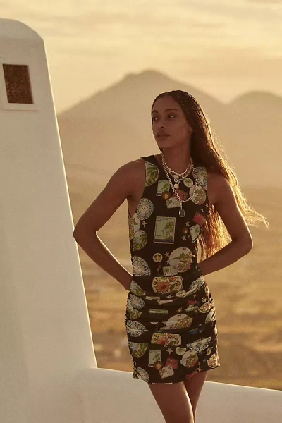 Farm Rio Trip Souvenir Sleeveless Ruched Tulle Mini Dress