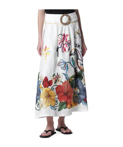 Farm Rio Tropi Printed Maxi Skirt In White