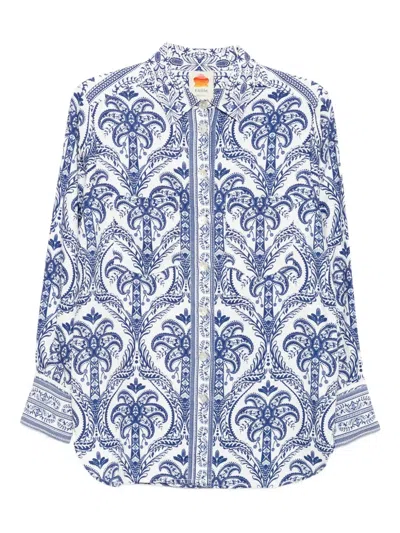 Farm Rio Tropical Blouse In Blue