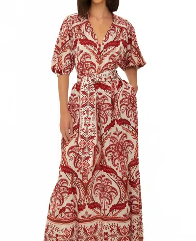 Farm Rio Tropical Cameo Belted Maxi Dress In Off White