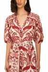 Farm Rio Tropical Cameo Belted Maxi Dress In Off White In Red