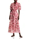 Farm Rio Tropical Cameo Puff Sleeve Cotton Maxi Dress In Tropical Cameo Off-white