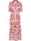 Farm Rio Tropical Cameo Puff Sleeve Cotton Maxi Dress In White