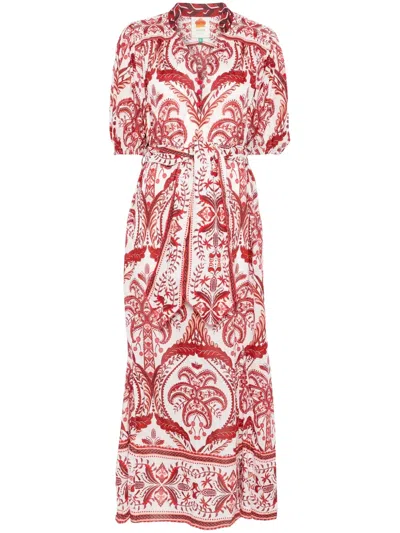 Farm Rio Tropical Cameo Puff Sleeve Cotton Maxi Dress In Tropical Cameo Off-white