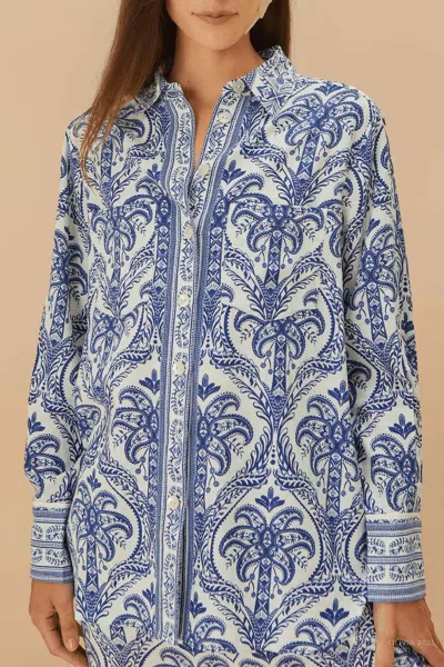 FARM RIO TROPICAL CAMEO PAJAMA SHIRT IN OFF-WHITE