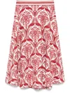 Farm Rio Tropical Cameo Linen Blend Midi Skirt In 白色