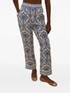 Farm Rio Blue Tropical Cameo Off-white Pajama Pants Blue Tropical Cameo Off-white In Blue
