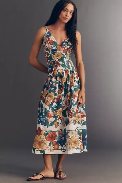Farm Rio Tropical Cotton Midi Dress In Multi