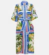 Farm Rio Tropical Destination Tie-waist Midi Dress In Multicoloured