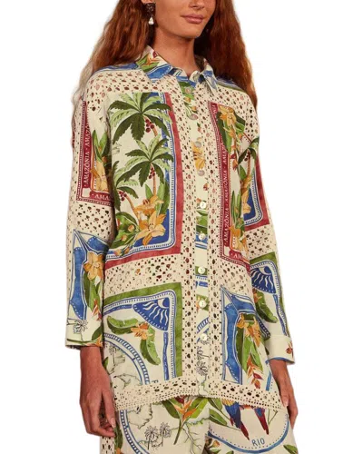 Farm Rio Tropical Destination Crochet Shirt In Multi