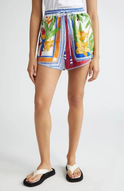 Farm Rio Tropical Destination Linen Blend Shorts In Multicoloured