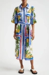 Farm Rio Tropical Destination Tie-waist Midi Dress In Off-white