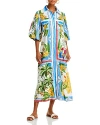 Farm Rio Tropical Destination Tie-waist Midi Dress In Tropical