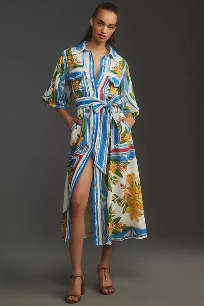 Farm Rio Tropical Destination Tie-waist Midi Dress In Multicolor