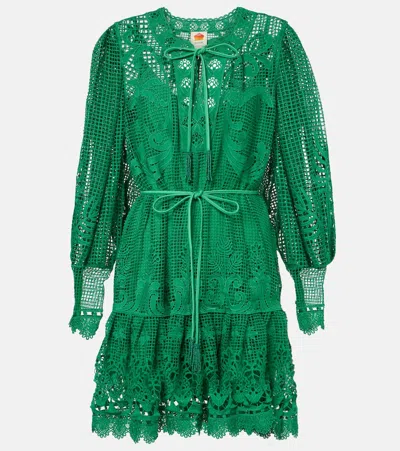 Farm Rio Tropical Flight Green Guipure Minidress