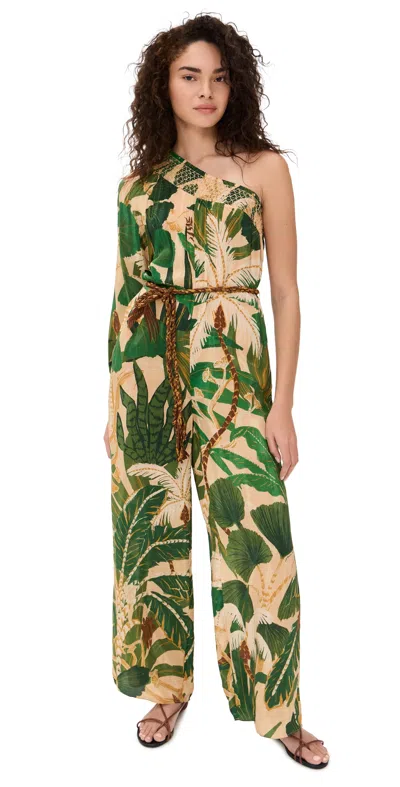 Farm Rio Tropical Isla Beige Jumpsuit Tropical Isla Beige