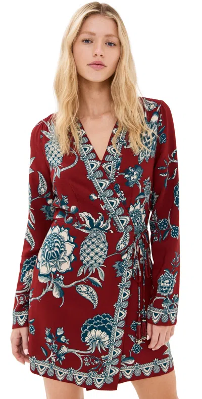 Farm Rio Tropical Landing Red Wrap Mini Dress Tropical Landing Red
