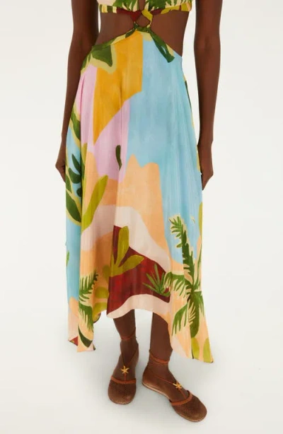 Farm Rio Tropical Painting Cutout Detail Maxi Dress In Multi
