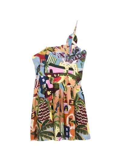 Farm Rio Tropical Painting Mini Dress In Multi