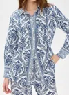 Farm Rio Tropical Pajama Shirt In Blue/white In Blue