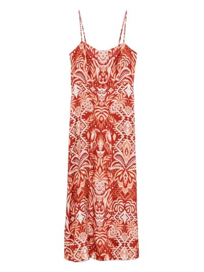 Farm Rio Tropical-pattern Maxi Dress In Orange