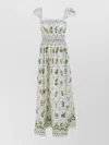 Farm Rio Off-white Tropical Porcelain Organic Cotton Maxi Dress In White